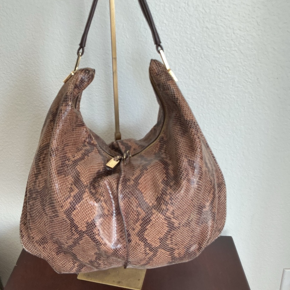 G.I.L.I. Brown Python Leather MILANO Hobo Shoulder Bag